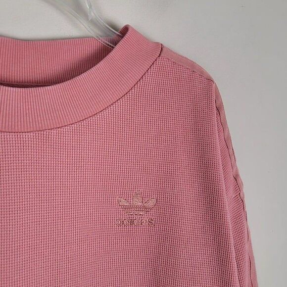 Adidas Originals Size M Thermal Sweatshirt With Pockets In Raw Peach Pink - Picture 7 of 12